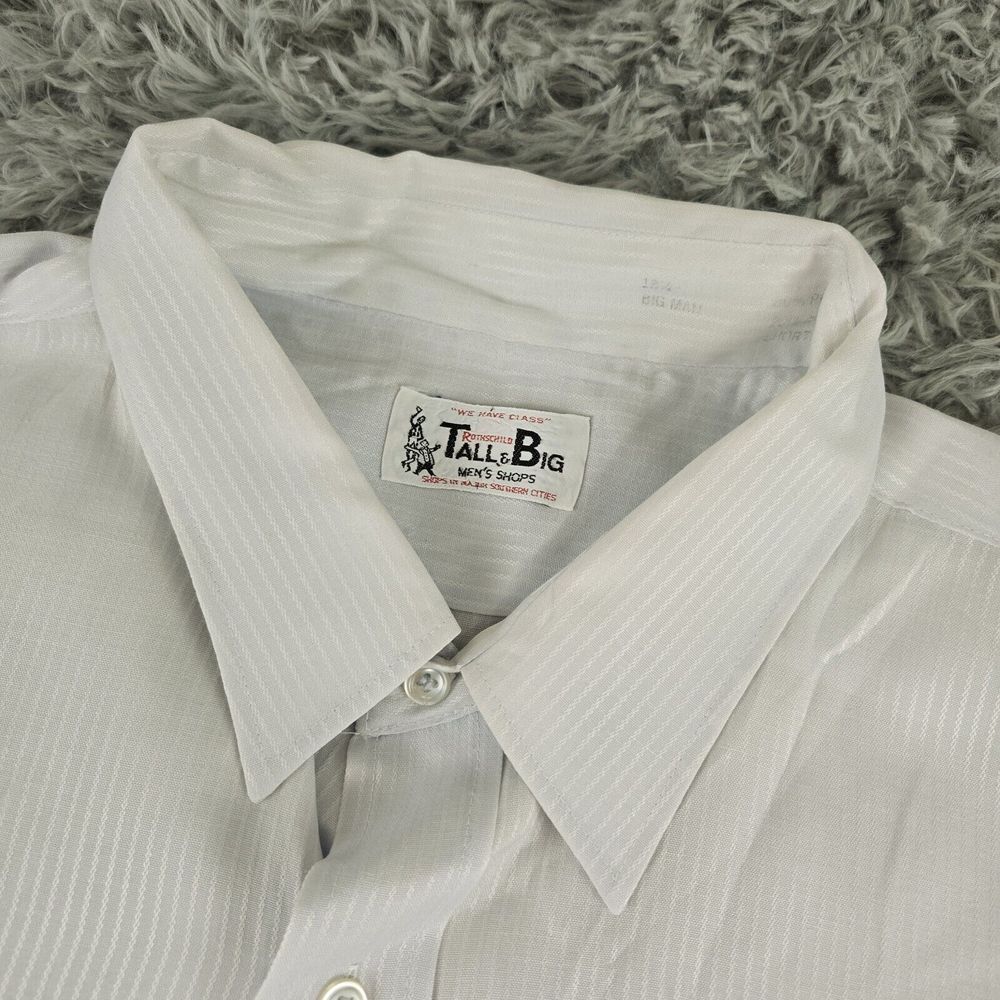 VTG Rothschild Tall & Big 18 1/2 Big Man White Striped Short Sleeve Button Front